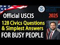 2025 Official USCIS 128 Civics Questions ✔ BUSY PEOPLE♥ Quick Study for U.S. Citizenship Test