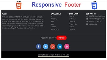 #17 Design Responsive Footer using HTML5 and CSS3