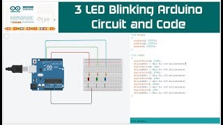 3 LED Blink Arduino | 3 LED Blinking Circuit | How To Blink Multiple LED Arduino