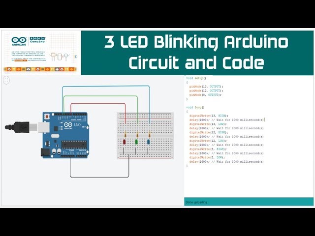 vogn Eksisterer Ændringer fra 3 LED Blink Arduino | 3 LED Blinking Circuit | How To Blink Multiple LED  Arduino - YouTube