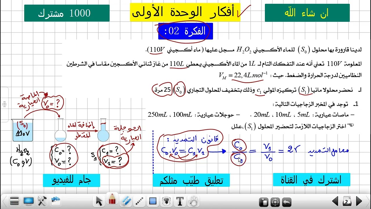 أفكار الوحدة الأولى الفكرة 02 اختيار الزجاجيات المناسبة لعملية التمديد طاحت في بكالوريا سابقة
