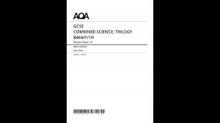 AQA GCSE Combined Science Trilogy Physics Paper 1 2025 Mark Scheme