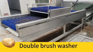 Potato brush washing dry cleaning and polishing machine