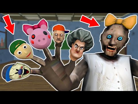 Granny vs *Finger family* vs small Baldi, Scary Teacher - funny horror animation (p.157)