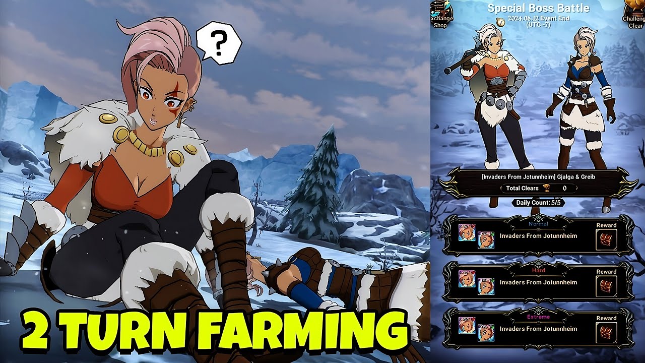 2 Turn Farming Event Boss Twins Gjalga & Greib | Giant Waifu