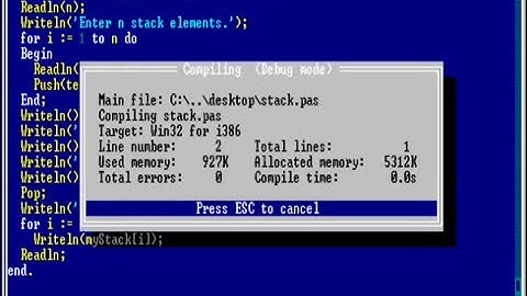 Stack implementation in Pascal