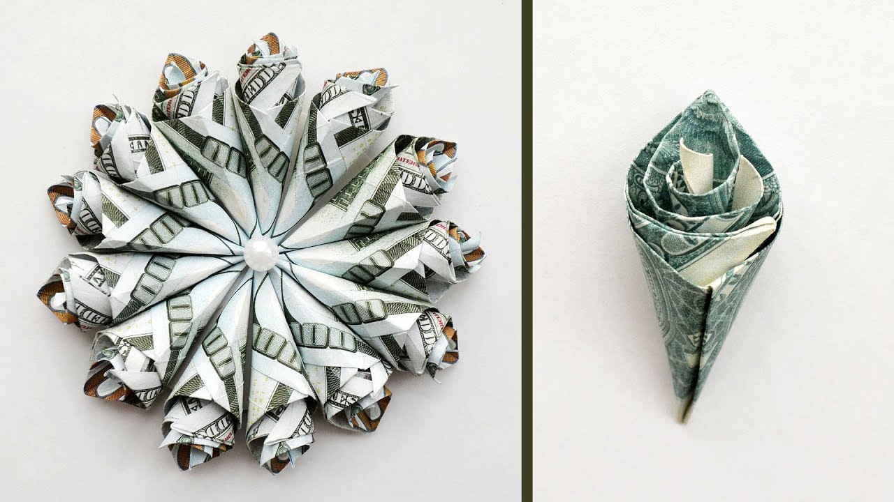 My Money Wrapped Rose Dollar Flower Bouquet Origami Tutorial Diy