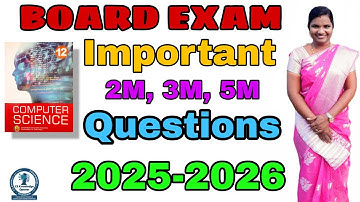 12th Computer Science Board Exam Important Questions 2025 2026 English medium and Tamil medium