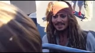 Fans wishing Johnny Depp a happy birthday on the set of Pirates 5