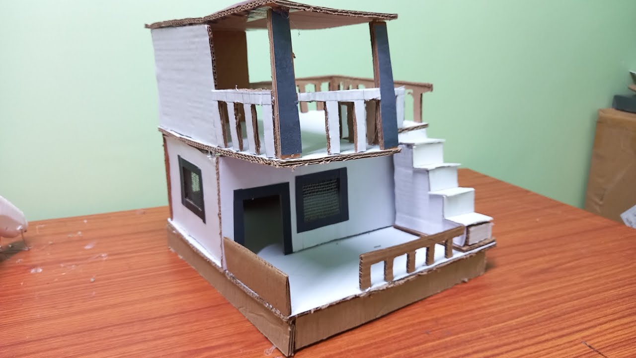 cardboard Mini house model making by Mini house craft DIY HOUSE - YouTube