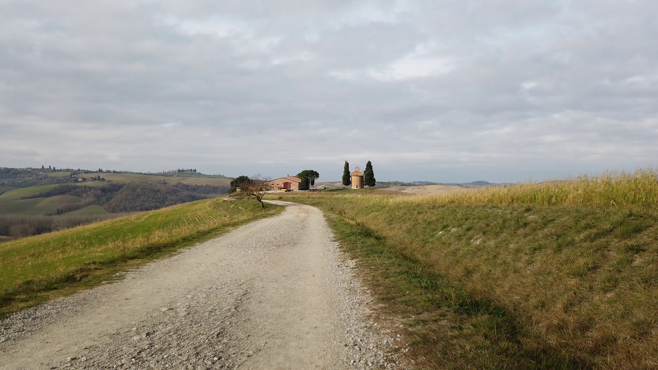 Walking in Val d'Orcia Tuscany Italy Winter Landscape