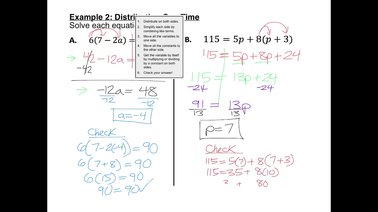 Algebra Review Day 3 Example 2 Distributing One Time YouTube
