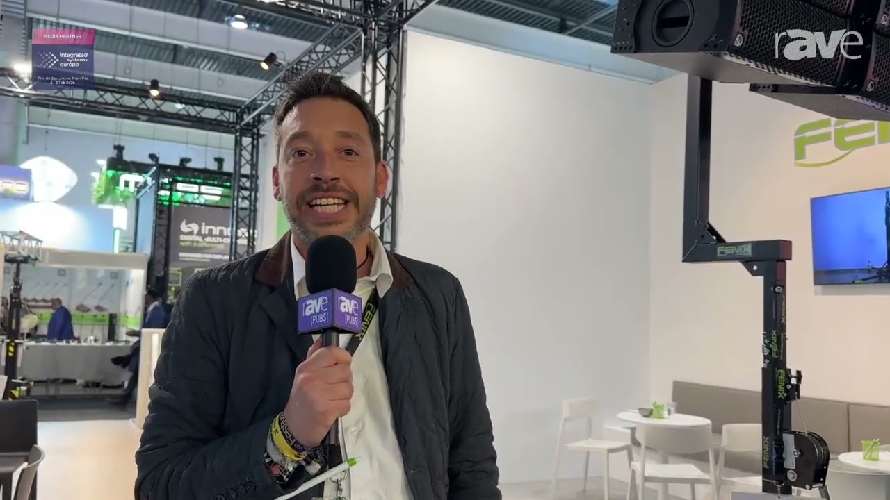 ISE 2026: FENIX Stage Exhibits NEMESIS 110 Telescoping Lifting Tower for Line Array In Spanish