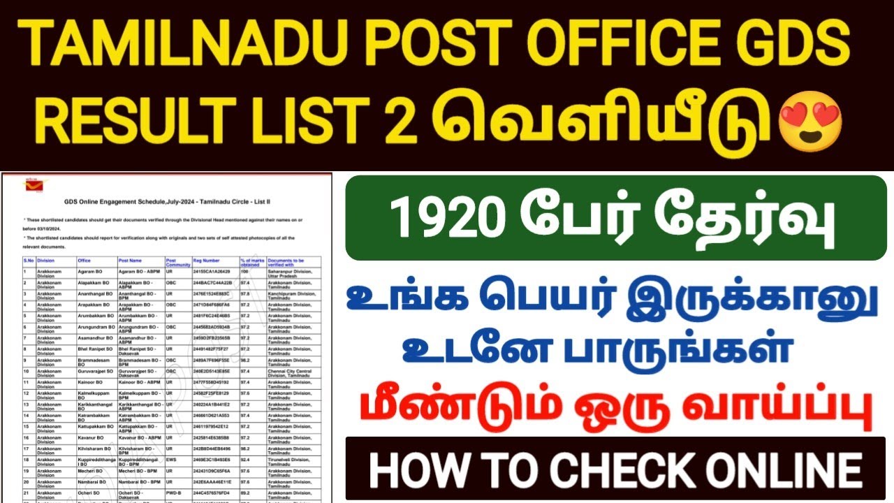 India Post Office Gds Result 2024 In Tamil Tamilnadu Post Office Gds india-post-office-gds-result-2024-in-tamil-tamilnadu-post-office-gds