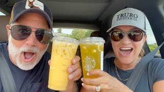 TRYING THE NEW STARBUCKS PINEAPPLE REFRESHER DRINKS WITH MY COUSIN!