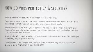 An Overview of Data Security of a Virtual Data Room
