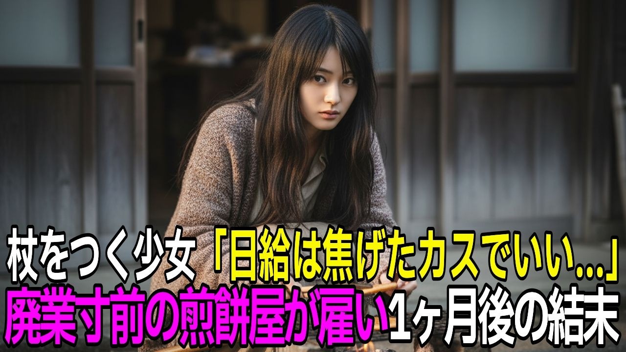 【感動する話】廃業寸前の煎餅屋に杖をつく20歳女性が現れ「日給は焦げたカスでいいです」74歳店主「俺を馬鹿にしてるのか！」→1ヶ月後、まさかの展開に…