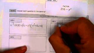 Alg 2 Worksheet 13 6 #17 25 & 28 Factoring Cubics