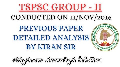 TSPSC Group-2  (11/11/2016) English Grammar  ||  Previous Question Paper Analysis  ||  by Kiran sir