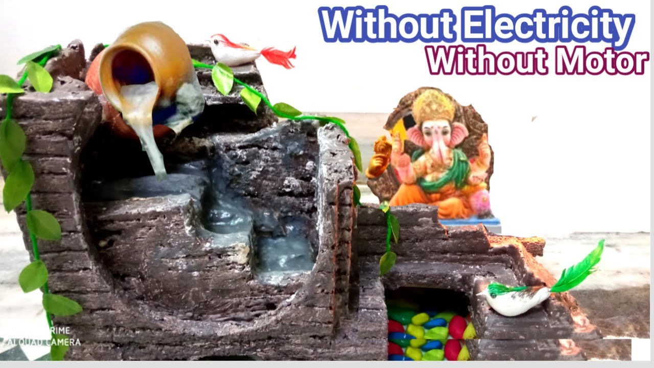 Ganpati decoration waterfall ideas for home/Ganpati decoration