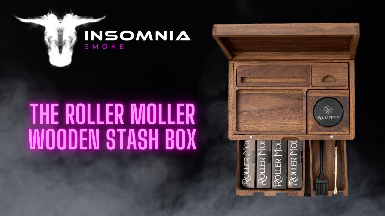 The Roller Moller Compact Edition | Wooden Stash Box with Rolling Tray for Smart Storage