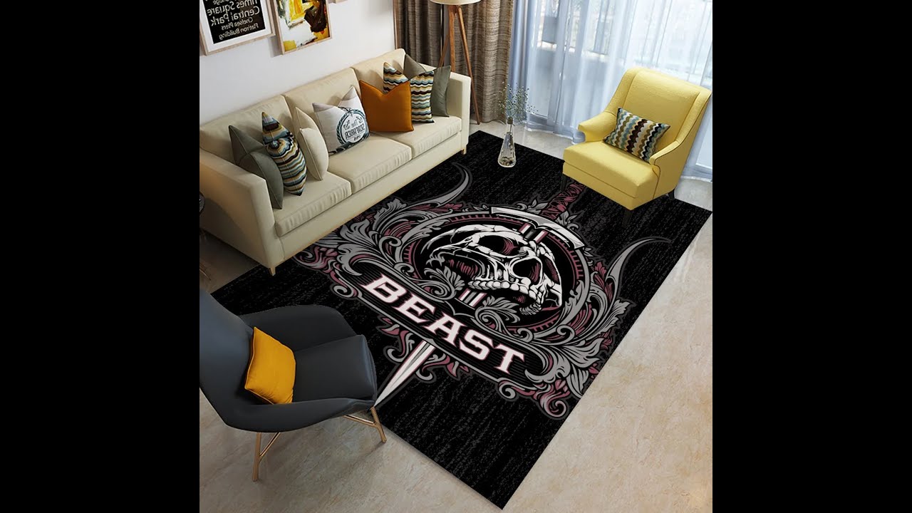 Skull in fire door mat, flame skull kitchen mat, flame skull rug mat ...