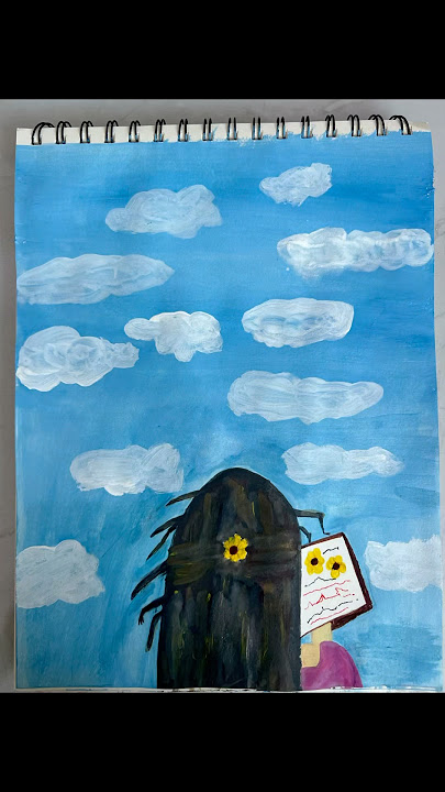 Cloudy Weather ☁️ #playingwithcolours #clouds #cloudydays  #girl #book #sunflower  #painting #flower