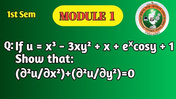 VTU 1st Sem  | Module 1 Maths | Calculus | Show that ∂²u/∂x² + ∂²u/∂y² = 0 | 1BMATS101 Easy Solution