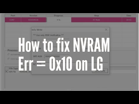 How to use LGUP to fix NVRAM Warning Err = 0x10 on LG