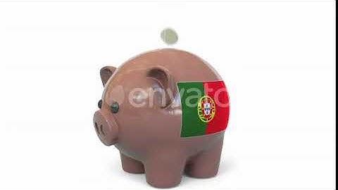 Putting Money Into Piggy Bank with Flag of Portugal | Motion Graphics - Envato elements