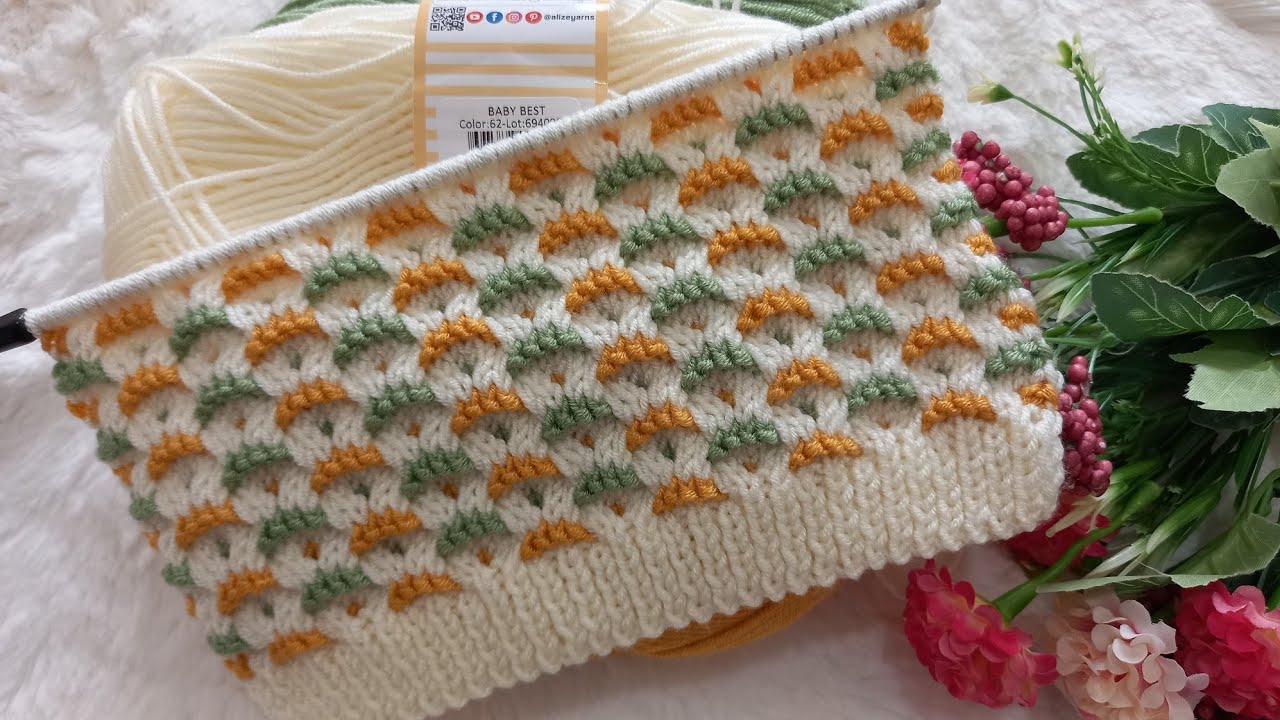 ✅️🍀Modele Aşık Oldum😍 ✅️🍀Üç Renkle Ördüğüm Harika İki Şiş Örgü Modeli ✅️🍀 Knitting Pattern