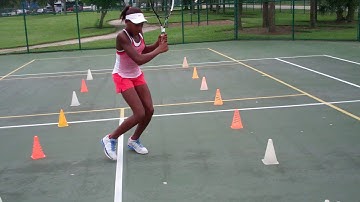 Cori Coco Gauff bending loading with back foot and alligning feet with small steps