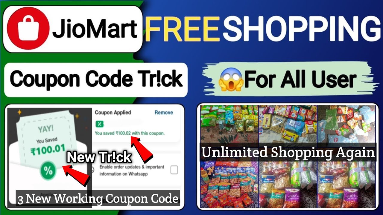 Jiomart Coupon Code Today | Jiomart 100 Free Shopping | Jiomart 100 off coupon | Jiomart offer today