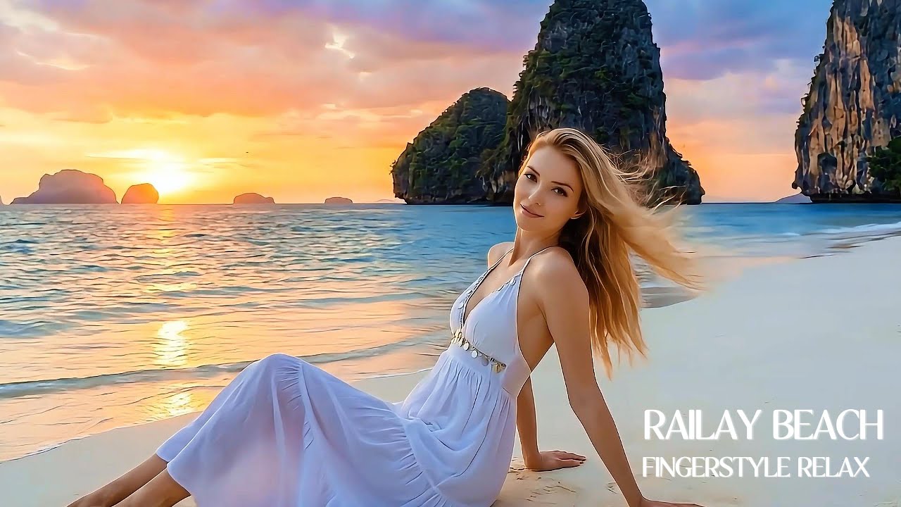 Railay Beach Krabi Sunset Walk | Fingerstyle Guitar Fashion Relax Video