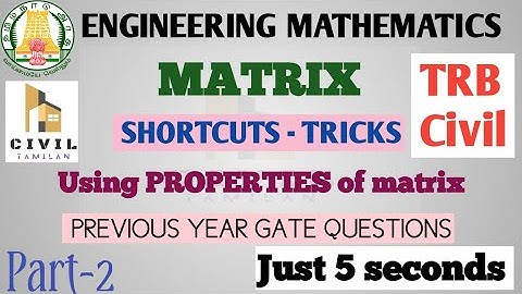 Engineering Maths| Matrices shortcut|Part-2|TRB|TNEB