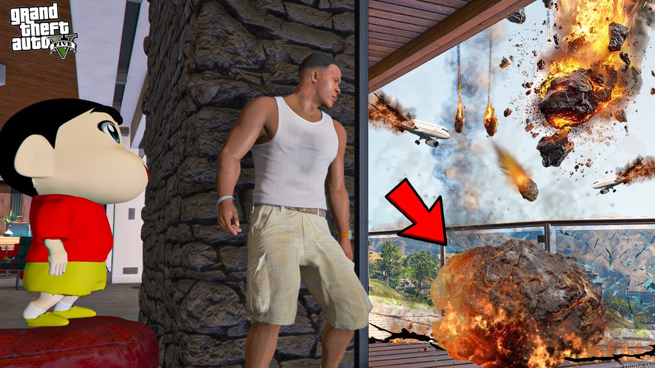 Franklin Surviving Meteor Apocalypse in GTA 5 !