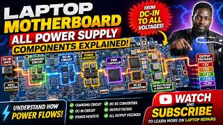 WATCH AND LEARN TO FIX NO POWER LAPTOP, LAPTOP MOTHERBOARD POWER SUPPLY COMPONENTS EXPLAINED #repair