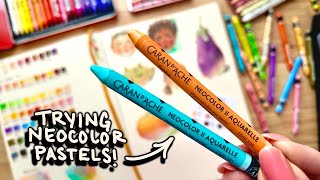 Trying Caran D'Ache Neocolor pastels! (both versions + comparison)