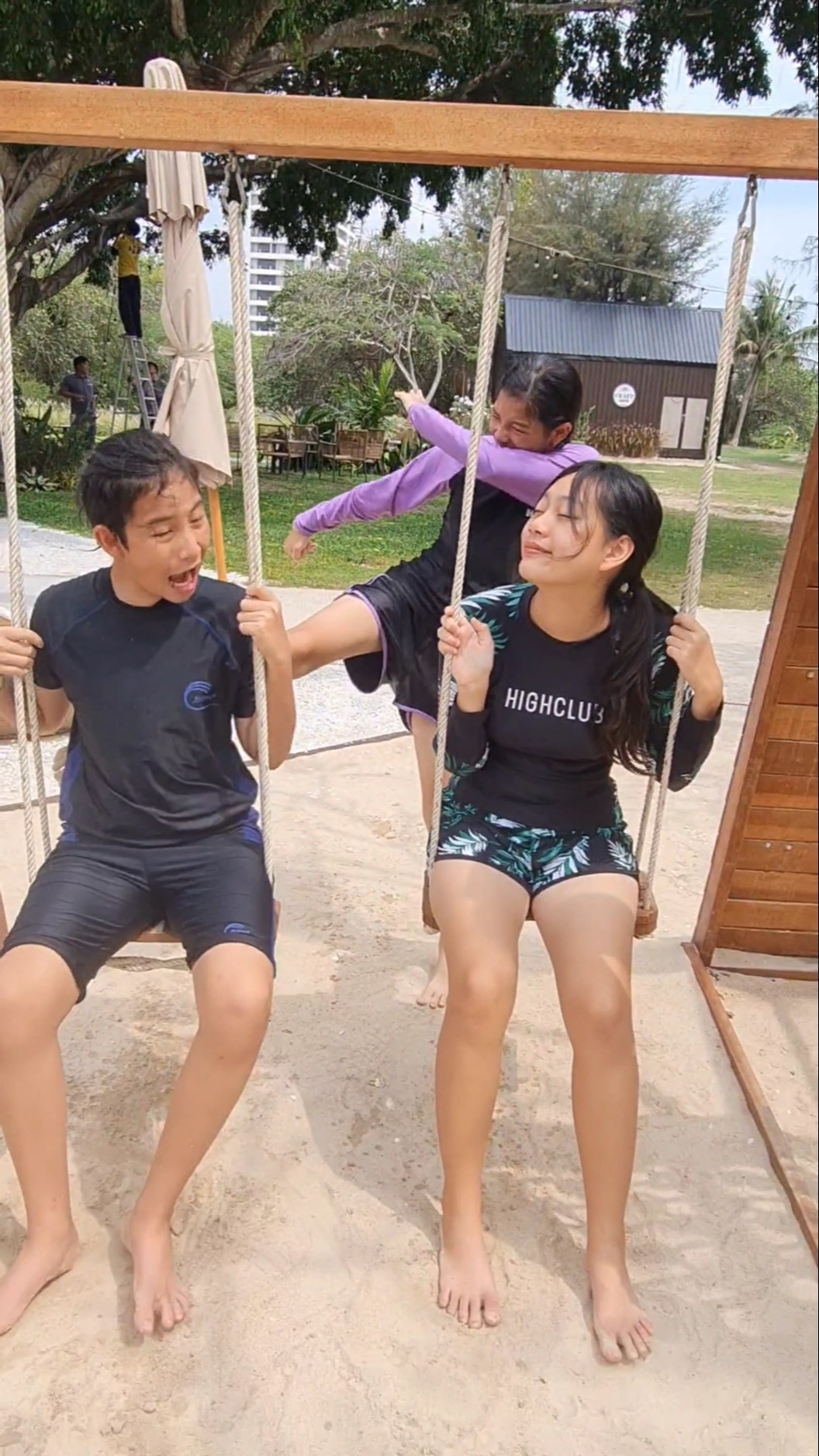 Funny Kids With Cool Swing‼️ at the Beach? | JJaiPan #Shorts