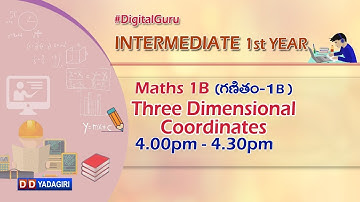 1st Inter Maths 1B || Three Dimensional Coordinates || Intermediate Education || Dec 28, 2020
