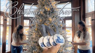 Christmas Tree Decorate 2023 (Blue & Green, Delft Inspired) French & English Country Christmas Tree