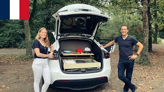 French Couple Builds Off Grid Capable Tesla Camper