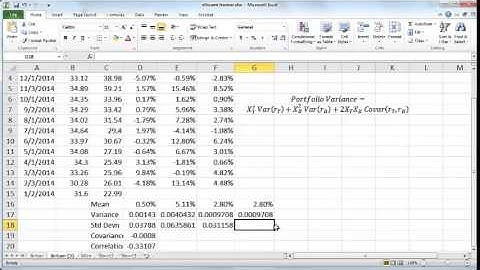 Graphing the efficient frontier for a two-stock portfolio in Excel