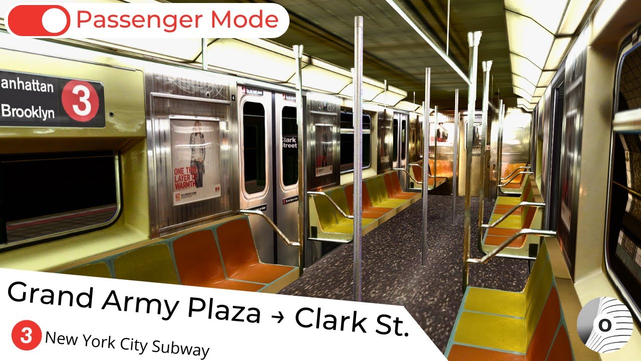 OpenBVE - GRAND ARMY PLAZA to CLARK ST. (New York City Subway (3) Line) Passenger Mode