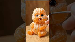 Feeding the Cutest Tiny Orange Baby! Food Art Comes to Life#Fruit Art#FoodCarvin #shorts
