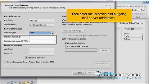 Configuring a POP Email account in Outlook 2010