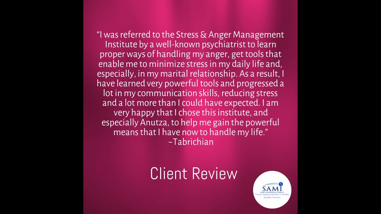 "I was referred to the Stress & Anger Management Institute by a well-known psychiatrist to learn pr…