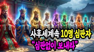사후세계 속 시왕 10명의 심판자, '심판없이 보내라' 시왕 열 분 동시 강림 저승사자 극락행 스님 수행 불교 이야기 |