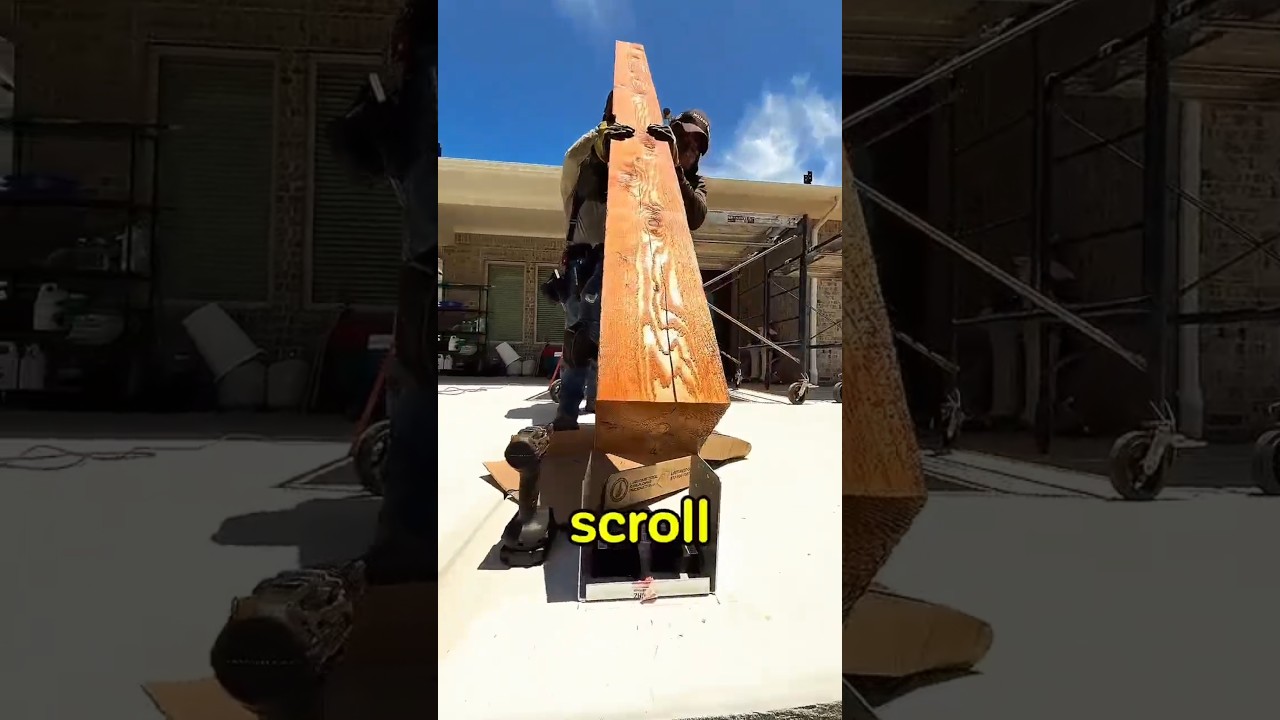 Installing Heavy Wooden Beams for Outdoor Roof Frame – Precision, Power & Teamwork!
