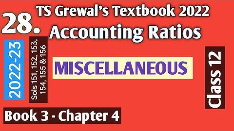 28. Accounting Ratios | TS Grewal